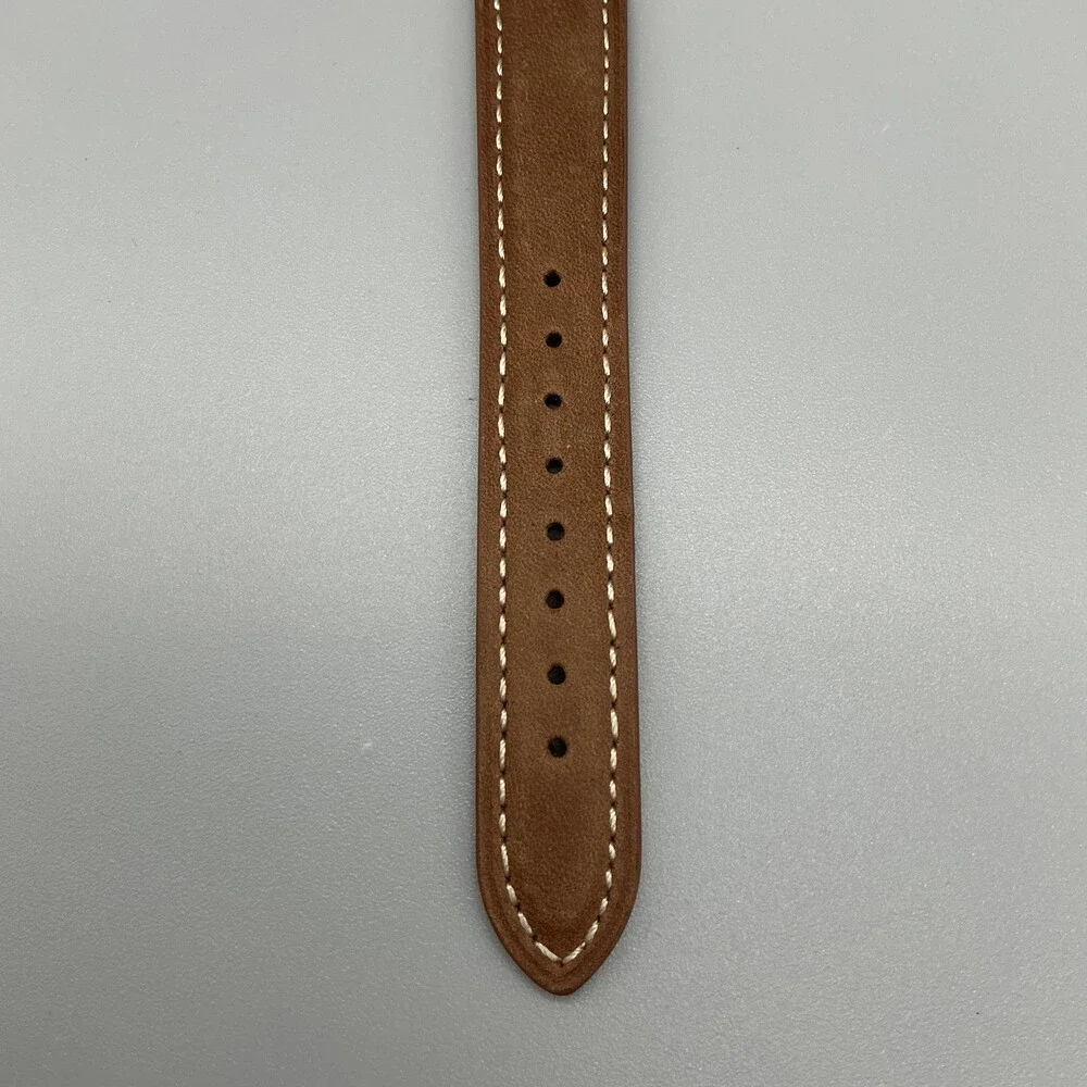 Timex Indiglo Mens Watch 36mm White Dial Brown Leather Day Date New Battery